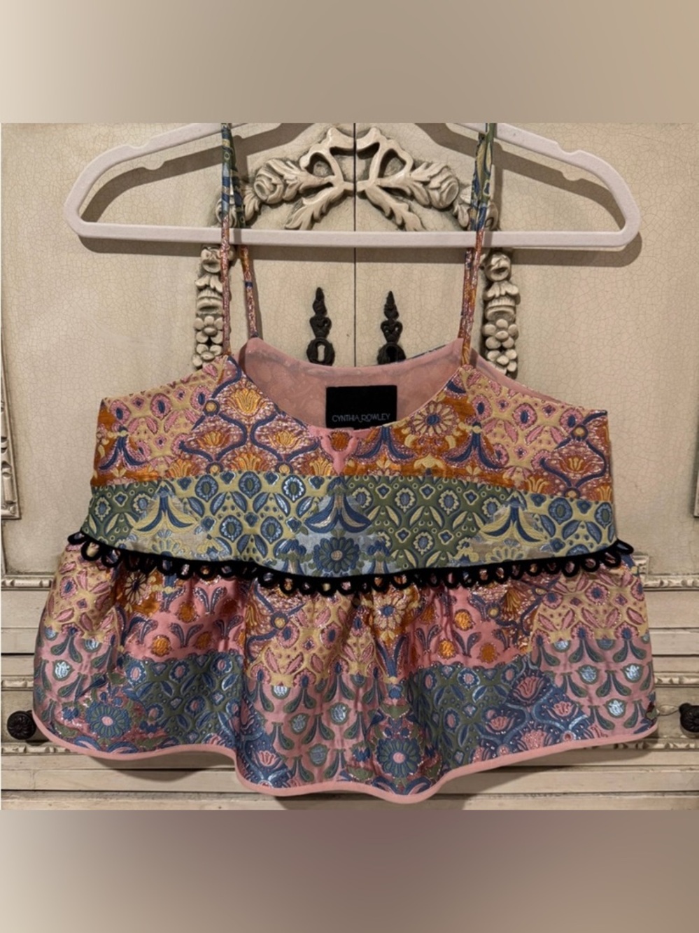 Cynthia Rowley brocade tiered camisole top